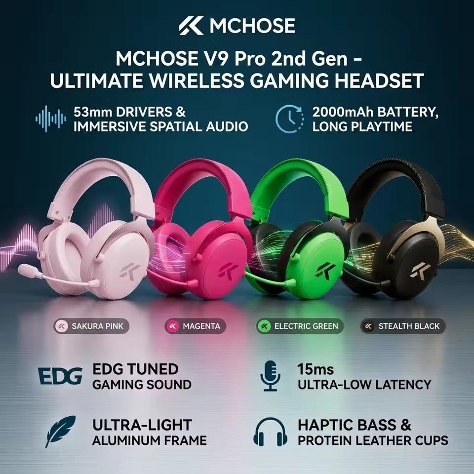 Anc Wireless Over Ear Headphones - Casque de jeu sans fil MCHOSE